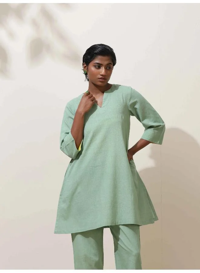 trueBrowns trueBrowns Mint Green Cotton Kurta Co-Ord Set