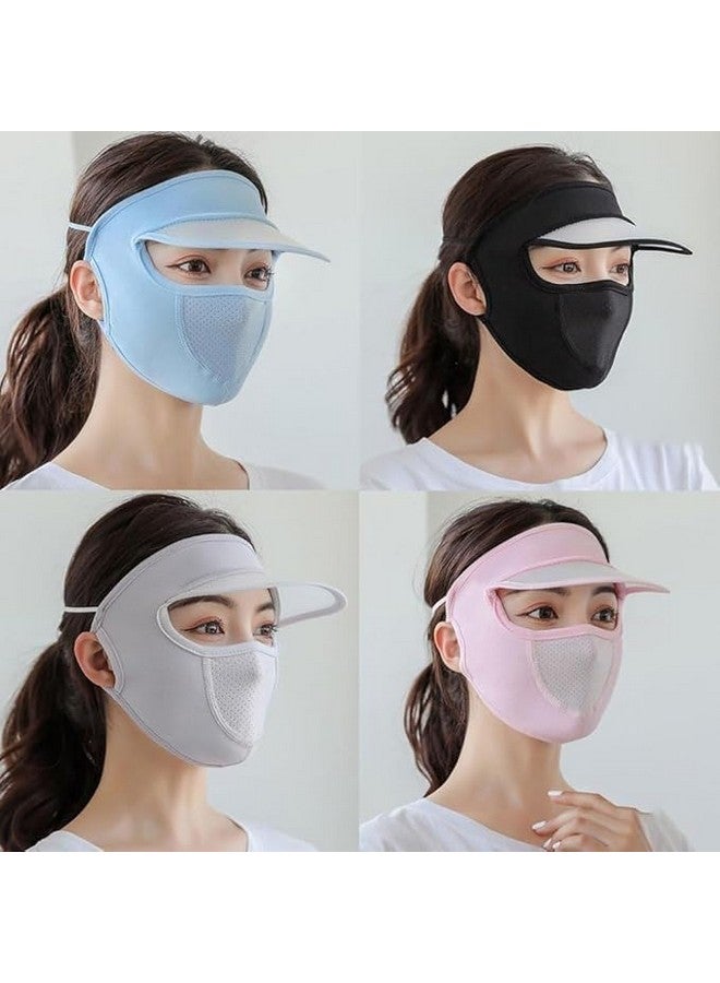 Summer Protection Women Cap Mask for Summer Outdoor Cycling UV Sun Protection Block Hat Protection Face Cover Scarf Mask with Cap Foldable Innovative Scarf Cum Mask 2024. Multicolour  - Image 2