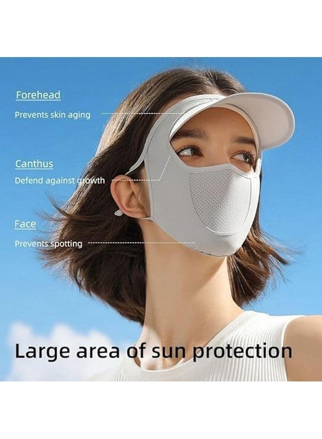 Summer Protection Women Cap Mask for Summer Outdoor Cycling UV Sun Protection Block Hat Protection Face Cover Scarf Mask with Cap Foldable Innovative Scarf Cum Mask 2024. Multicolour  - Image 4