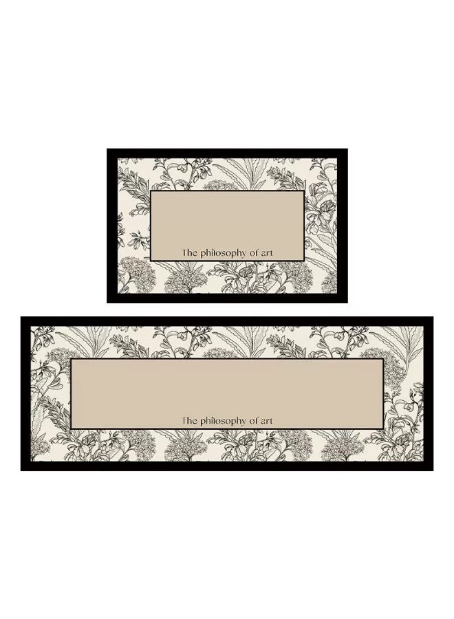 Firasa Kitchen Carpet Set 2Pcs Non-Slip Kitchen Rug Absorbent Stain-Resistant Mats for Sink and Stove 45cmx75cm + 45cmx120cm - Image 2