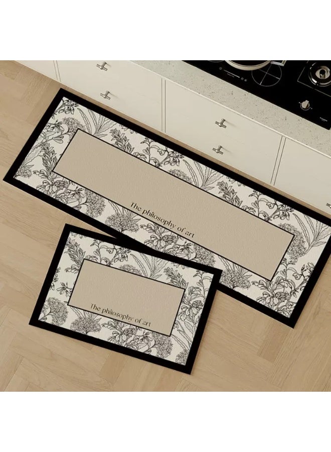 Firasa Kitchen Carpet Set 2Pcs Non-Slip Kitchen Rug Absorbent Stain-Resistant Mats for Sink and Stove 45cmx75cm + 45cmx120cm - Image 1