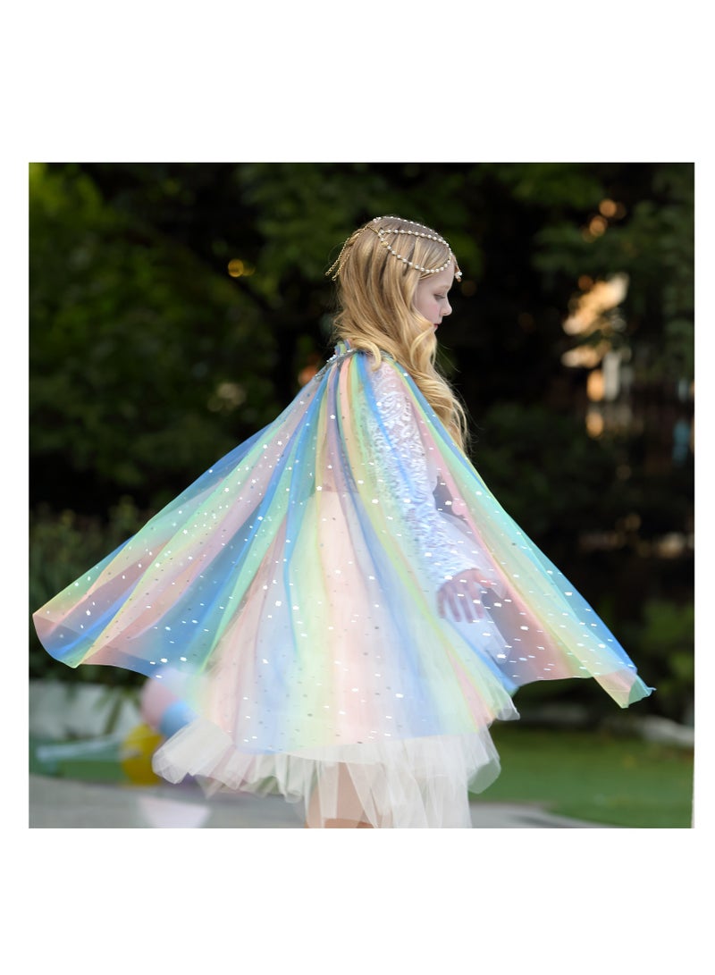 NOVOLAN Princess Cape Princess Dress, Kid Shawl Cloak Cosplay Costume Girl Princess Shawl Veil with Cloak Christmas Birthday Halloween Cosplay Party Fancy Dress for Kids & Toddlers - Image 5