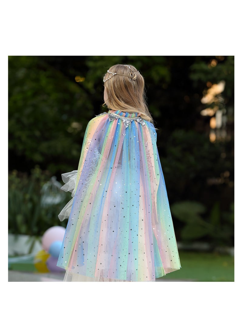 NOVOLAN Princess Cape Princess Dress, Kid Shawl Cloak Cosplay Costume Girl Princess Shawl Veil with Cloak Christmas Birthday Halloween Cosplay Party Fancy Dress for Kids & Toddlers - Image 4