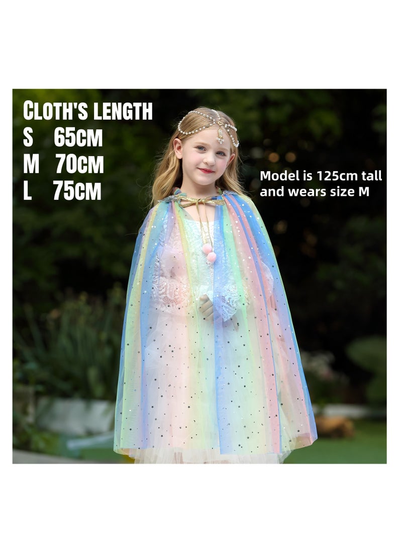 NOVOLAN Princess Cape Princess Dress, Kid Shawl Cloak Cosplay Costume Girl Princess Shawl Veil with Cloak Christmas Birthday Halloween Cosplay Party Fancy Dress for Kids & Toddlers - Image 3