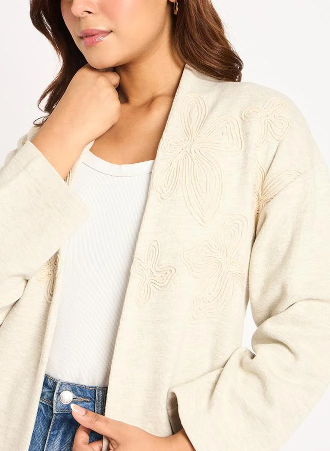 Femmella  Beige Tonal Embroidered Shrug for Women | Best Price UAE