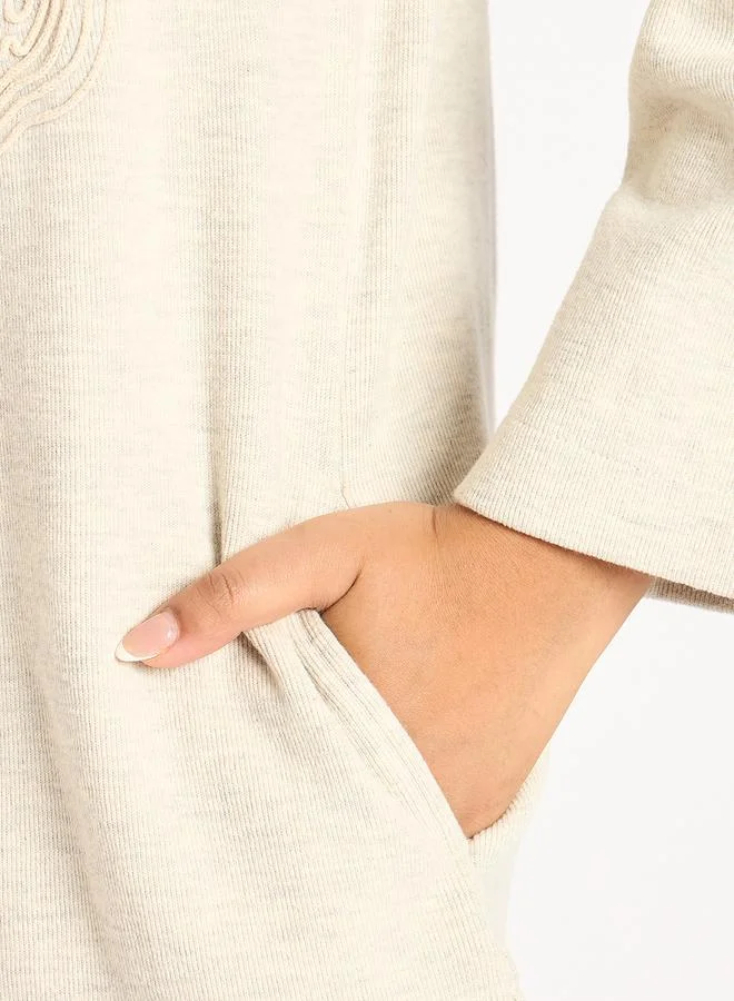 Femmella  Beige Tonal Embroidered Shrug for Women | Best Price UAE