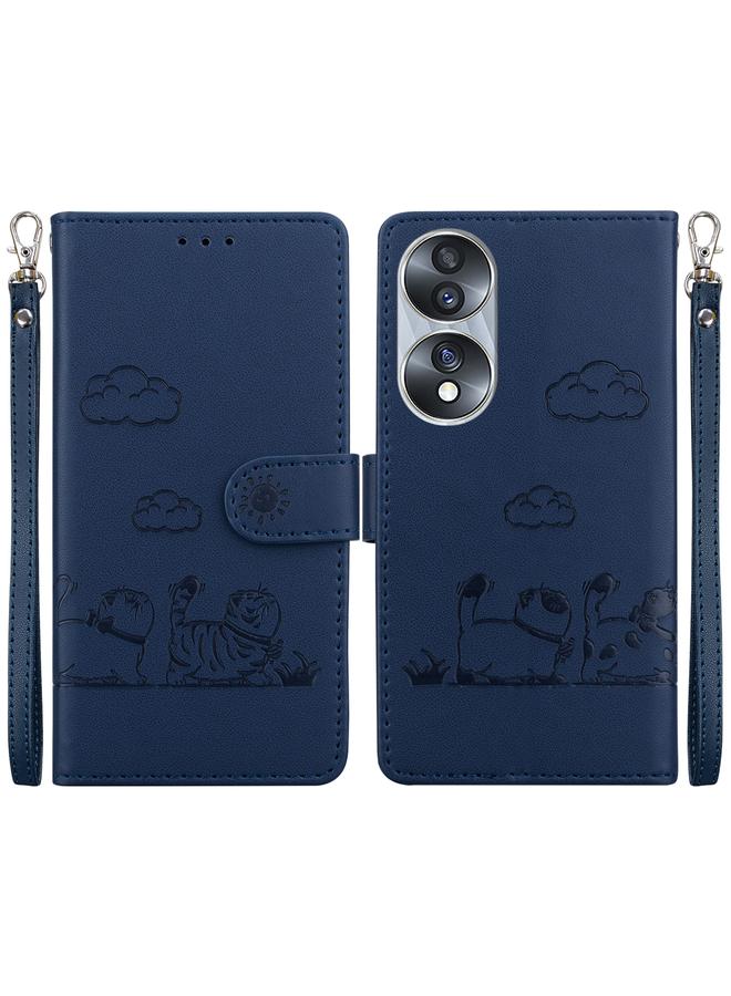 S-TOP Case For Honor 70 Cute Cats RFID Leather Phone Case - Image 1