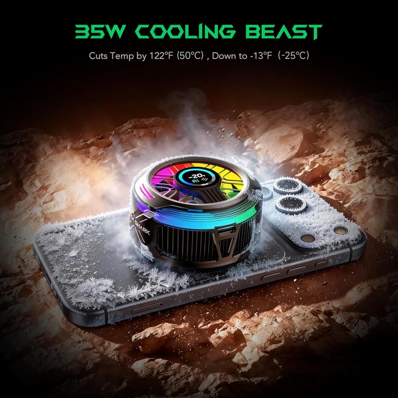 BLACK SHARK مبرد الهاتف المغناطيسي بلاك شارك 6 برو – شاشة ذكية، LEDs RGB، مروحة تبريد متحكم بها عبر التطبيق لجهاز iPhone MagSafe و Android - Image 3