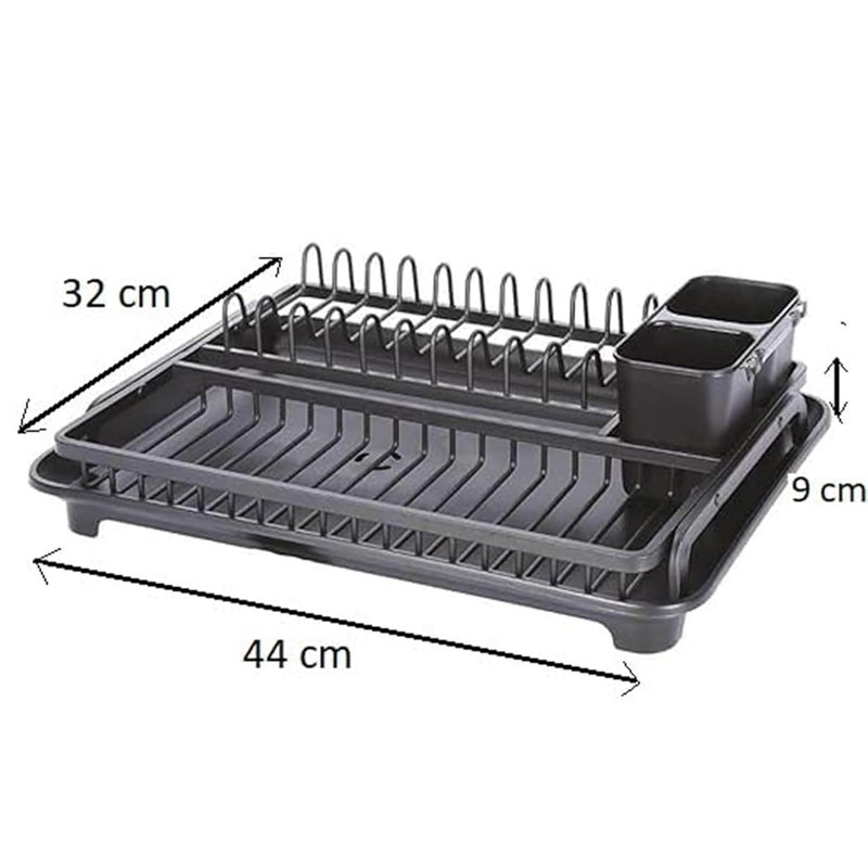 Krevia Dish Drying Rack Holder | Aluminum Dish Drainer Tray Flat for Kitchen with Glass & Cutlery Holder | Dish Drainer Storage Organizer for Plates Cup Holder Spoons for Kitchen (Multicolor) - Image 2