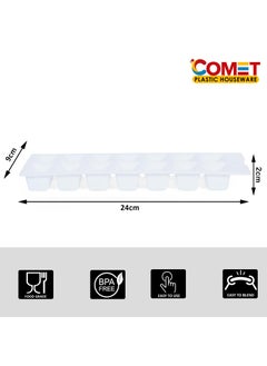 Comet Comet Plastic Ice Cube Tray Set of 3 | 14 Cavity Per Ice Cube Tray|Plastic| Make Different Flavoured Ice Cubes for Chilled Drinks| (4, White, Medium)  - Image 5