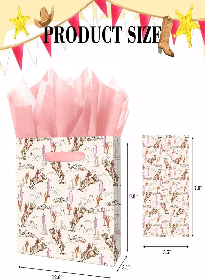 Linelglobal Large Cowgirl Gift Bag with Tissue Ppaer for Women Girl Birthday Western Theme Party Rodeo Stuffer 12.6" - Image 2
