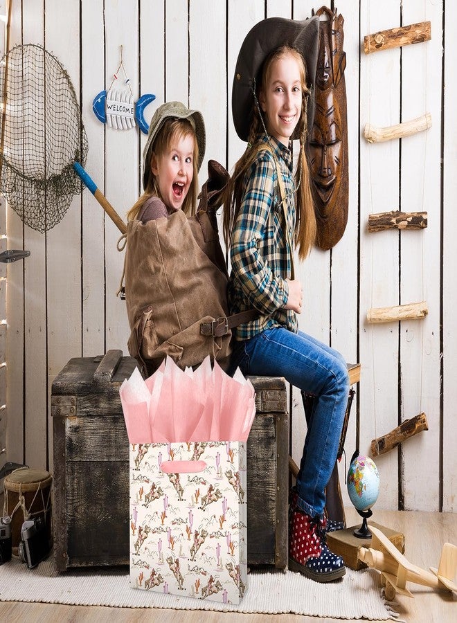 Linelglobal Large Cowgirl Gift Bag with Tissue Ppaer for Women Girl Birthday Western Theme Party Rodeo Stuffer 12.6" - Image 4