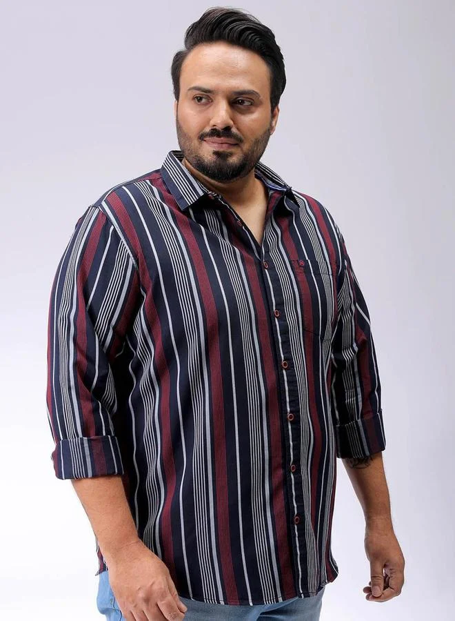 تايك تو قميص رجالي كاجوال مخطط باللون الكحلي من هارد سودا
