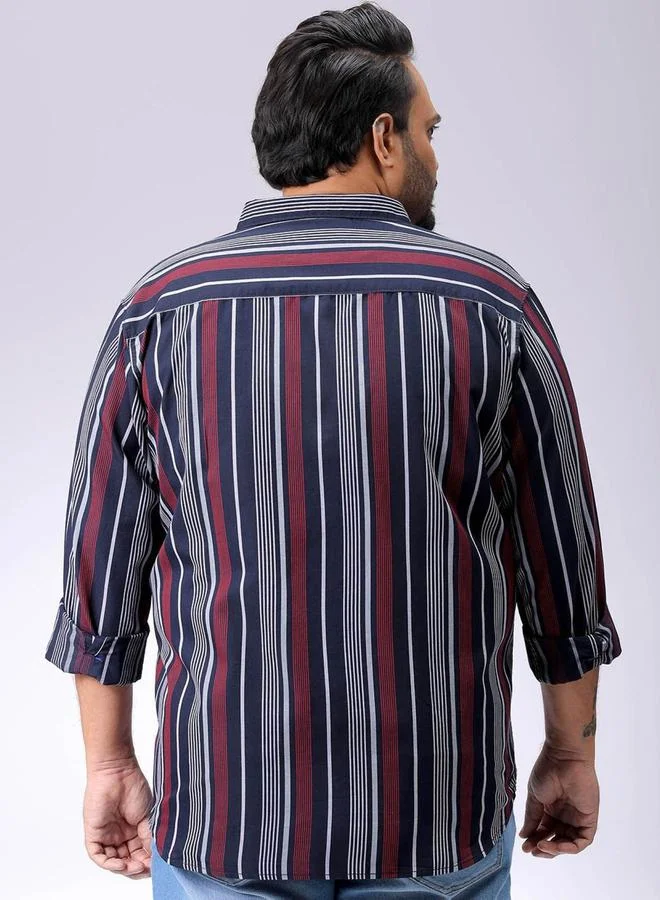 تايك تو قميص رجالي كاجوال مخطط باللون الكحلي من هارد سودا