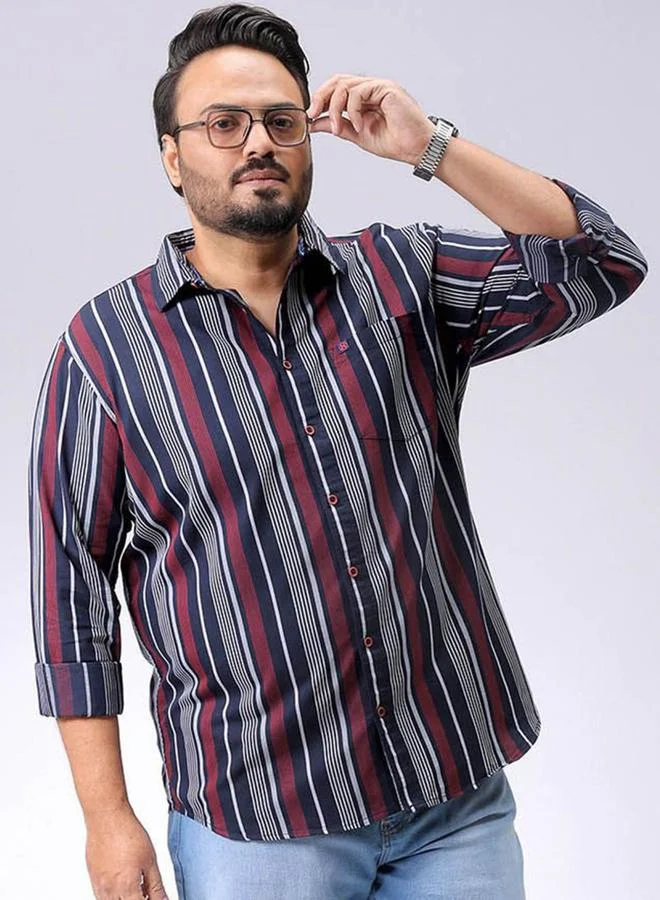 تايك تو قميص رجالي كاجوال مخطط باللون الكحلي من هارد سودا