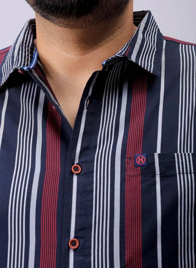 تايك تو قميص رجالي كاجوال مخطط باللون الكحلي من هارد سودا