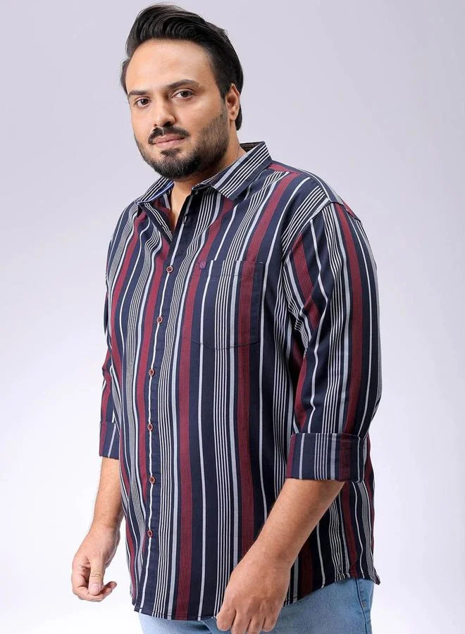 تايك تو قميص رجالي كاجوال مخطط باللون الكحلي من هارد سودا