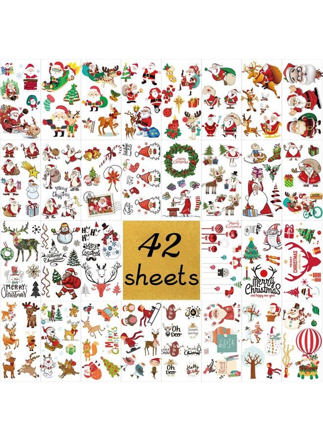 XIYOKA 42 Sheets Christmas Temporary Tattoos for Kids - 260+ PCS Christmas Tattoos Cute Designs for Merry Christmas Party Favors, Stocking Stuffer, Christmas Eve Gift, Tree Lights, Santa for Christmas Party - Image 1