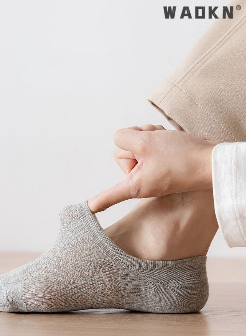 دبليو أيه أو كي أن 7 أزواج من الرجال تنفس صافي قمم الجوارب القطنية المضادة للانزلاق المشارب منخفضة تساعد الكاحل الطازجة للتنفس تشغيل الرياضة ، مكتب الصالة الرياضية والترفيه ارتداء مريحة لينة الجوارب - Image 3