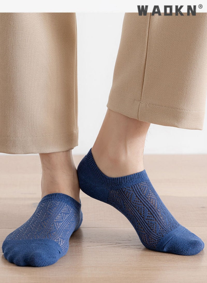 دبليو أيه أو كي أن 7 أزواج من الرجال تنفس صافي قمم الجوارب القطنية المضادة للانزلاق المشارب منخفضة تساعد الكاحل الطازجة للتنفس تشغيل الرياضة ، مكتب الصالة الرياضية والترفيه ارتداء مريحة لينة الجوارب - Image 4