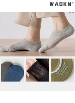 WAOKN 7 Pairs Men's Breathable Mesh Top Non-Slid Socks Cotton Stripe Low Cut Ankle Fresh Ventilation Athletic Running Sports，for Gym Office & Casual Wear Comfortable Soft Socks, Durable and Lightweight  - Image 2