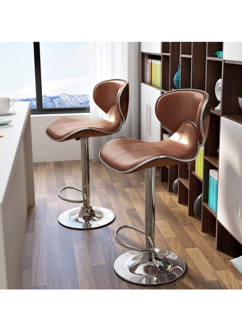 PixelsFurniture - Pixels Furniture Adjustable Modern Design Swivel Leather Bar Stool for Home Kitchen with Backrest and Footrest - Image 1