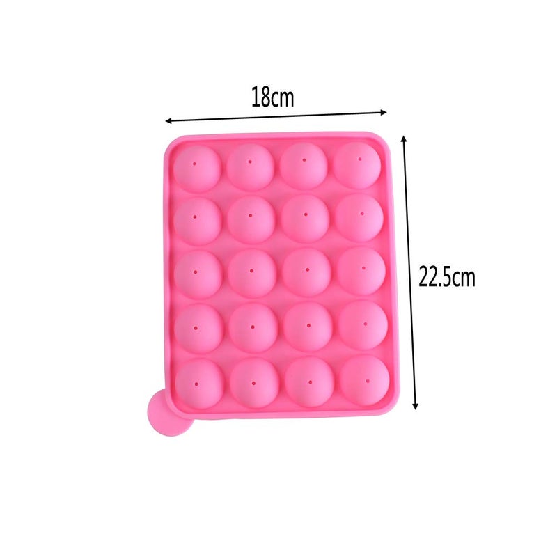 WARMBUY 20 Cavity Silicone Cake Pop Mold Lollipop Baking Mold Tray with Sticks, Pink - Image 3