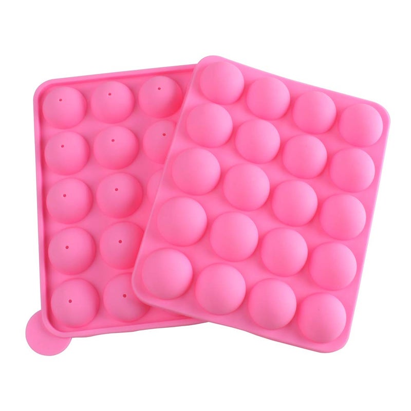 WARMBUY 20 Cavity Silicone Cake Pop Mold Lollipop Baking Mold Tray with Sticks, Pink - Image 5
