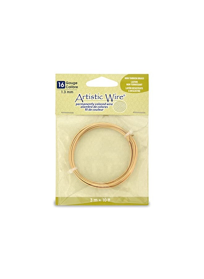 Artistic Wire 16 Gauge Tarnish Resistant Brass Craft Jewelry Wrapping Wire, Gold Color, 10 ft - Image 1