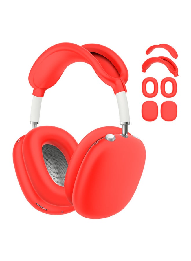 Suitable For Apple AirPods Max Head-mounted Headphone Head Beam Shell Ear Cap Silicone Protective Cover-Color:Red Four-piece Set-Model:Headphones For Apple AirPods Max - Image 1