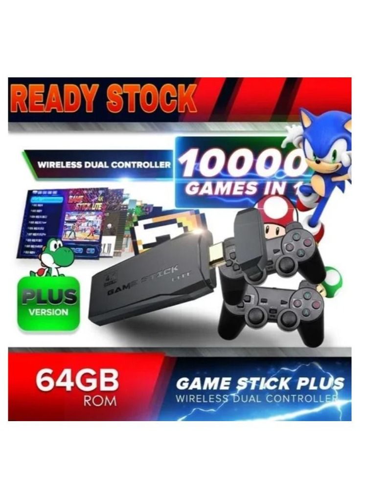 4K HD video game console, dual 2.4G wireless controllers, plug-and-play video game stick, built-in 10,000 games, retro handheld game console  - Image 3