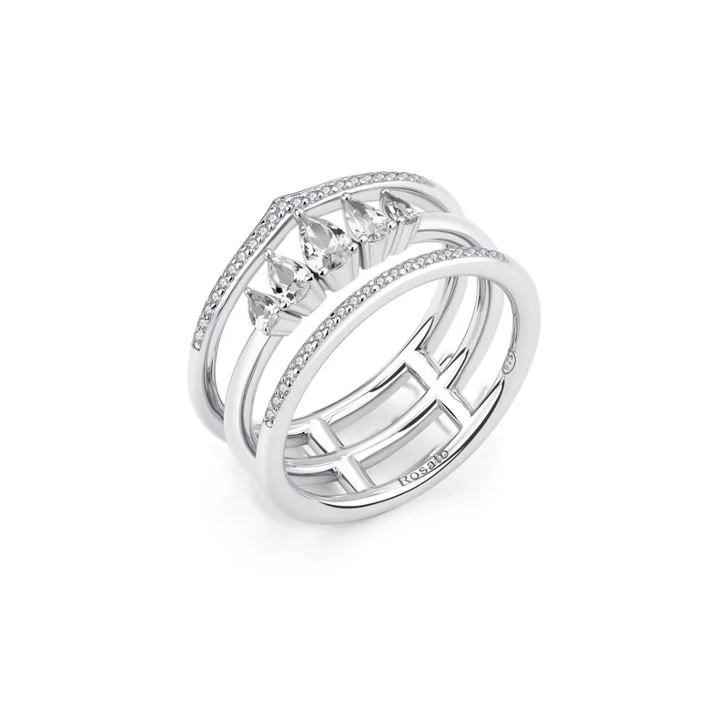 روساتو Sofia Rings in 925 Sterling Silver with White Cubic Zirconia for Women's