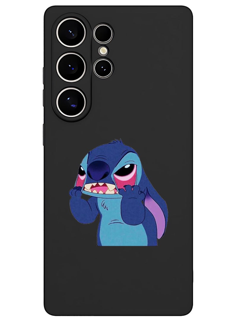 Theodor Protective Slim Fit Case Liquid Silicone Cover with Full Body Protection Anti-Scratch Shockproof Case For Samsung Galaxy S25 Ultra (Black) - Stitch - Image 1