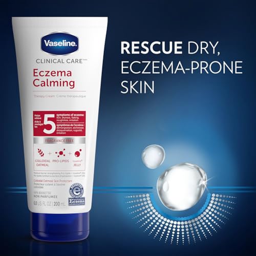 Vaseline Eczema Lotion, Calming Therapy Cream 2-Pack with Colloidal Oatmeal + Original Vaseline Lip Therapy for Dry Lips with Petroleum Jelly (3 Piece Set) - Image 4