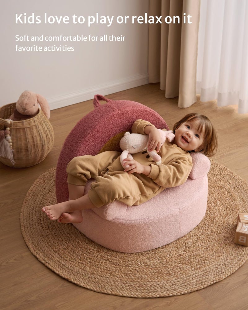 Blissful Diary Toddler Chair, Snuggly Soft Kids Sofa Chair, Supportive Toddler Couch for Boys and Girls, Kids Furniture for Baby Gift, Blush Pink Rainbow - Image 4