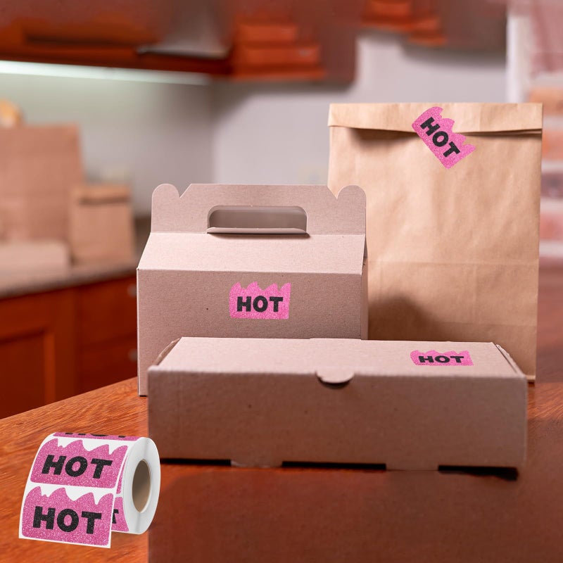 Yegawen 600 PCS Rave Hot Stickers 2 x 1-1/5 Inch Foil Shiny Pink Hot Flame Fire Shaped Stickers Marking Popular Items for Restaurant Supermarkets Stores Shops (Foil Shiny Pink) - Image 5