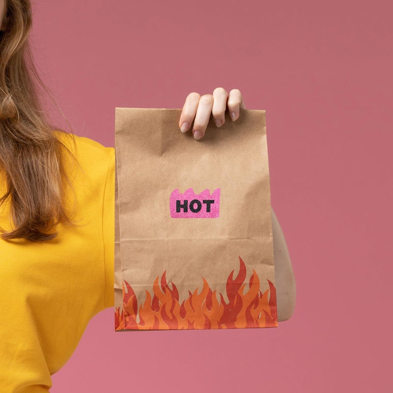 Yegawen 600 PCS Rave Hot Stickers 2 x 1-1/5 Inch Foil Shiny Pink Hot Flame Fire Shaped Stickers Marking Popular Items for Restaurant Supermarkets Stores Shops (Foil Shiny Pink) - Image 4