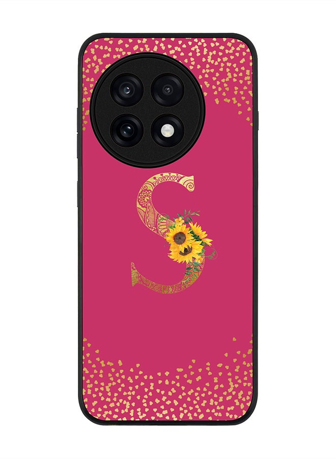 Stylizedd For OnePlus 13R / Ace 5 Pro Case,Slim fit Camera Protection, Shockproof Thin Phone cover  - Custom Floral Monogram - S ( Deep Pink )