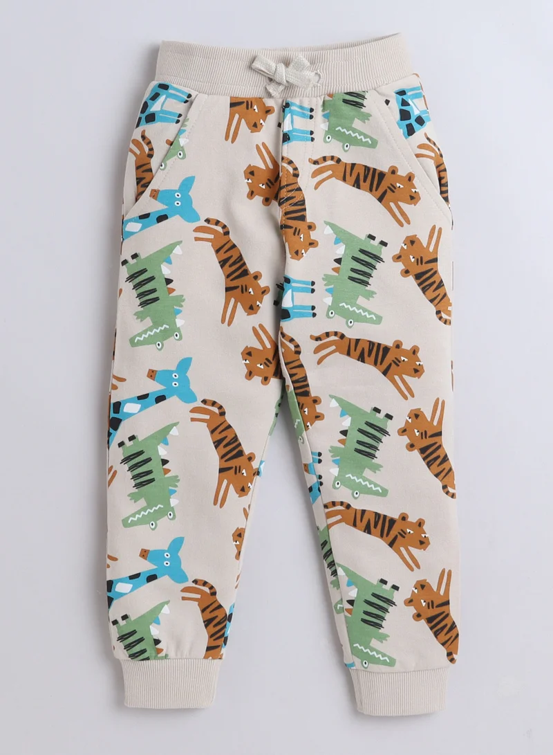 victor and jane Boys' 2-Piece Set -Printed Sweatshirt and Jogger Set - Beige AOP