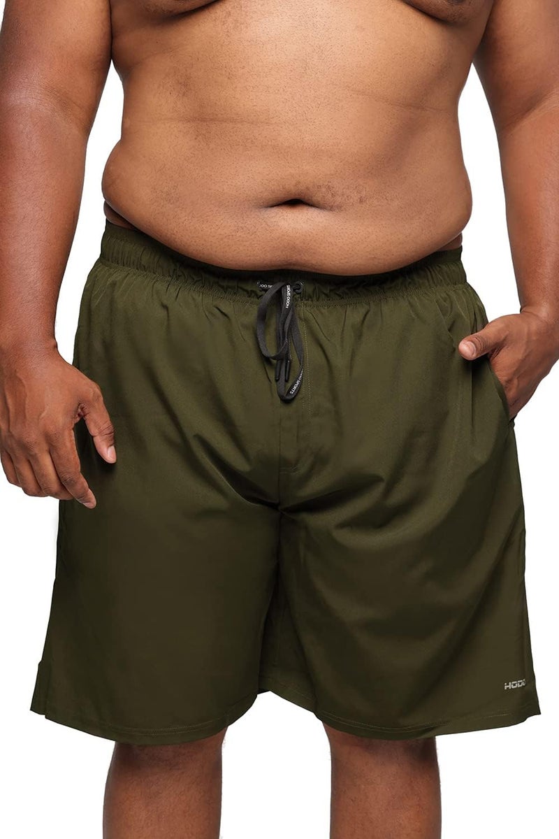 HOdo Mens Big and Tall Swim Trunks 11 inch with Mesh Liner Army Green 4XL - Image 1
