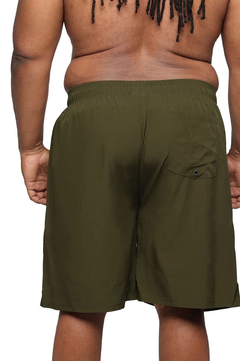 HOdo Mens Big and Tall Swim Trunks 11 inch with Mesh Liner Army Green 4XL - Image 3