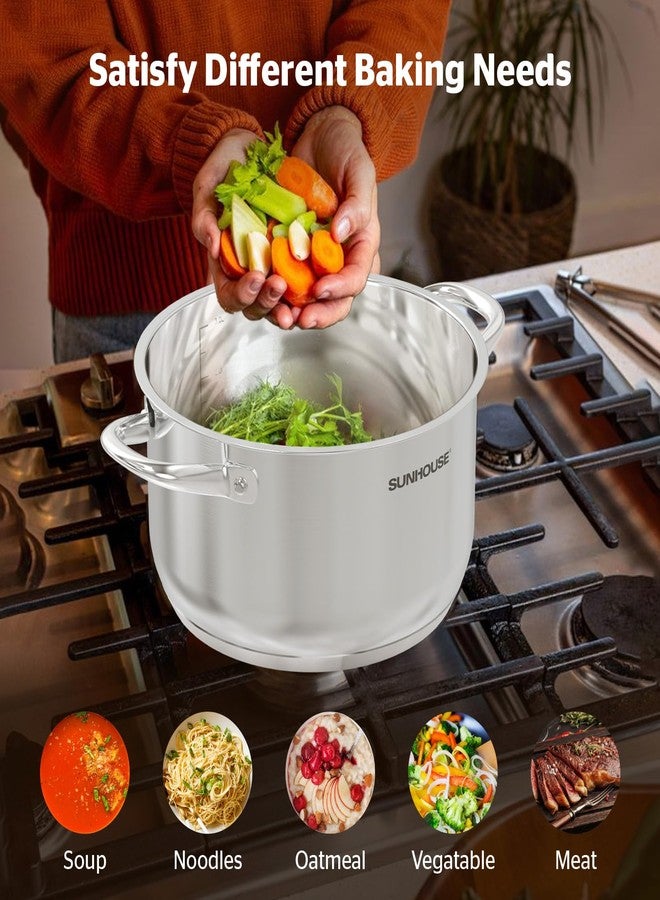 SUNHOUSE Stainless Steel Stock Pot - 11 Quart Heavy-Duty Induction Cooking Pot with Visible Lid for Pasta, Soup, Spaghetti - Nonstick Thick-Bottom Deep Stockpot for Canning, Boiling, and Simmering - Image 4