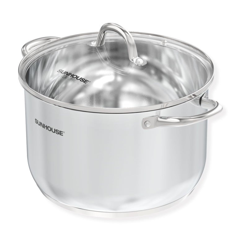 SUNHOUSE Stainless Steel Stock Pot - 11 Quart Heavy-Duty Induction Cooking Pot with Visible Lid for Pasta, Soup, Spaghetti - Nonstick Thick-Bottom Deep Stockpot for Canning, Boiling, and Simmering - Image 1