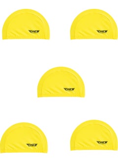 Ciwaa Lycra Swimming Cap Pool Sea Lycra Fabric Cloth Swimming Cap Yellow Set of 5 