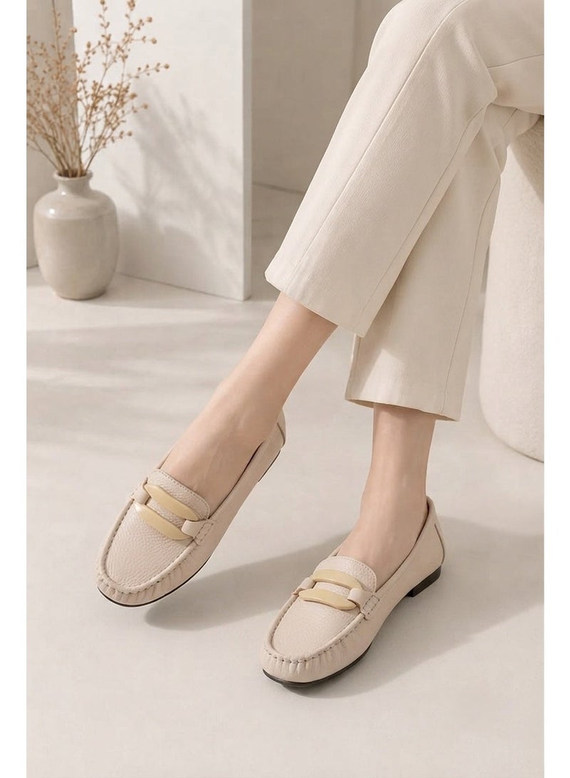 Vbranda High Quality Leather Flat Ballerina - BN-41-BEIGE - Image 1
