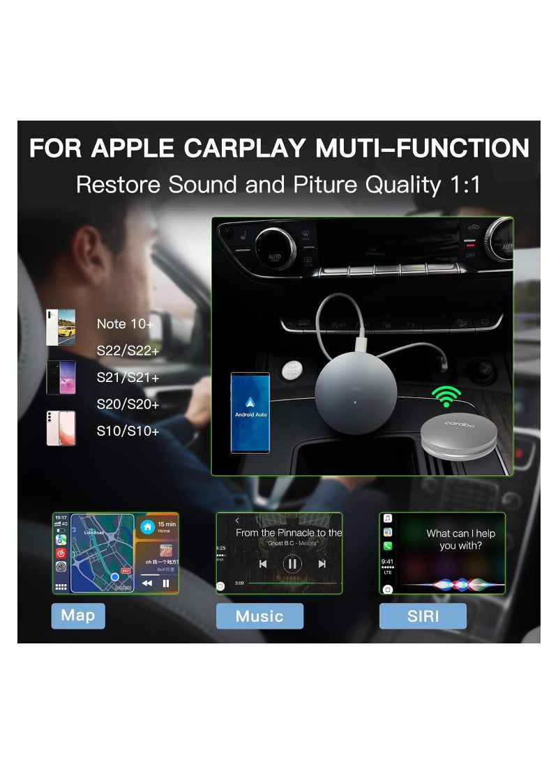 Wireless CarPlay Adapter for Factory Wired CarPlay, Online Update Plug & Play 5Ghz WiFi, Wireless CarPlay Dongle for OEM Wired CarPlay Cars Model Year After 2015, Low Latency, Auto Connect