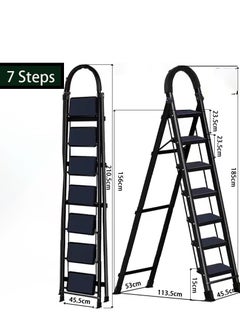 SUNRISE Folding 7 Step Ladder, Step Stool, Portable, Lightweight, Anti Slip Pedal, Handrail For Home Kitchen Office  - Image 2