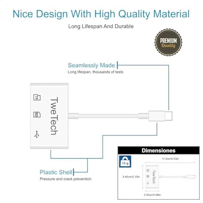 TT (twetech) MICRO SD CARD READER, SD CARD ADAPTER, USB C CARD READER ADAPTOR OTG, MEMORY SD/MICRO SD/TF/SDXC/SDHC/MMC, FOR USB & TYPE C PHONE TABLET LAPTOP, IPHONE IPAD IMAC MACBOOK, SAMSUNG ANDROID - Image 2