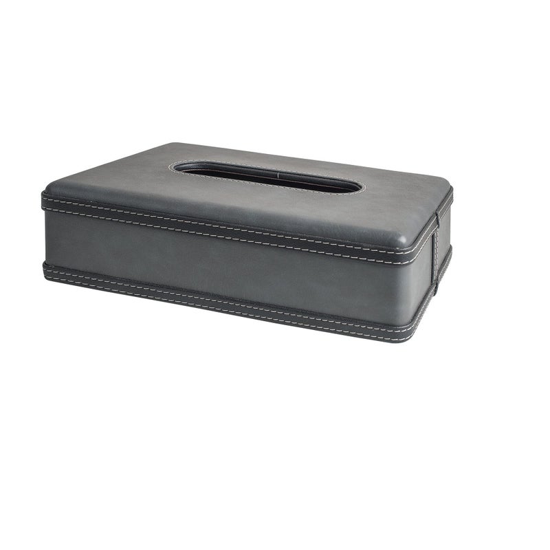Spread Spain® Modern Leatherite Tissue Box Cover, Facial Tissue Box Holder, Napkin Dispenser Box for Bathroom, Home, Car, Office and Restaurant, (9.8"(L) x 5.5"(W) x 3.1"(H), Light Grey/Black - Image 2