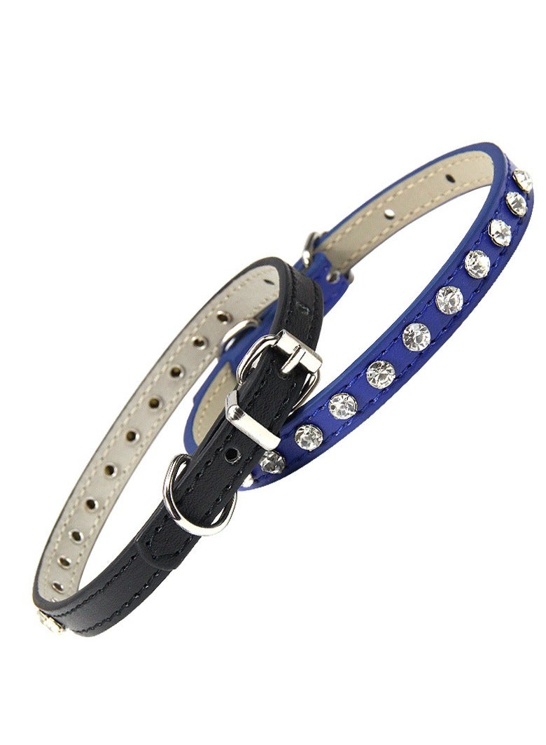 Cat Collar, Diamond And Rhinestone Pet Leather Collar, Adjustable Collar, Cat And Dog Small Pet Necklace Jewelry - Image 2